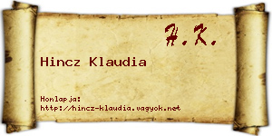 Hincz Klaudia névjegykártya